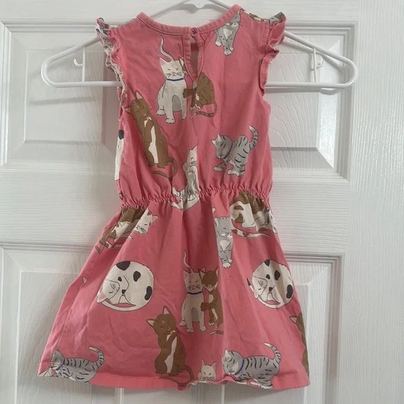 Mini Boden Pink Cat Print Kids Dress size 3-4y - Picture 2 of 4